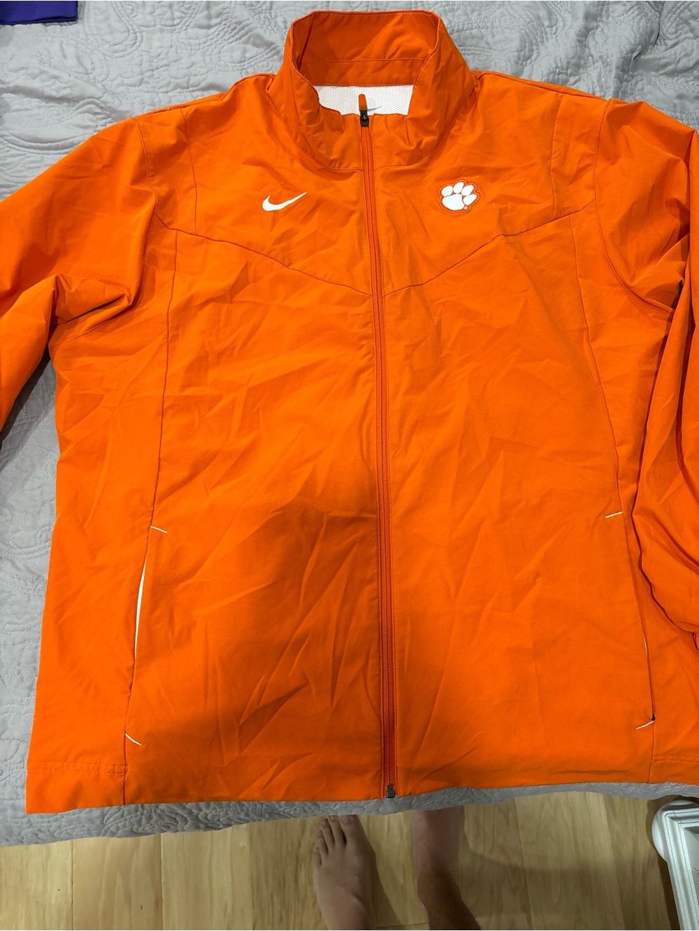 Clemson Nike Orange Athletic Full  Zip Jacket with White Mesh Lining